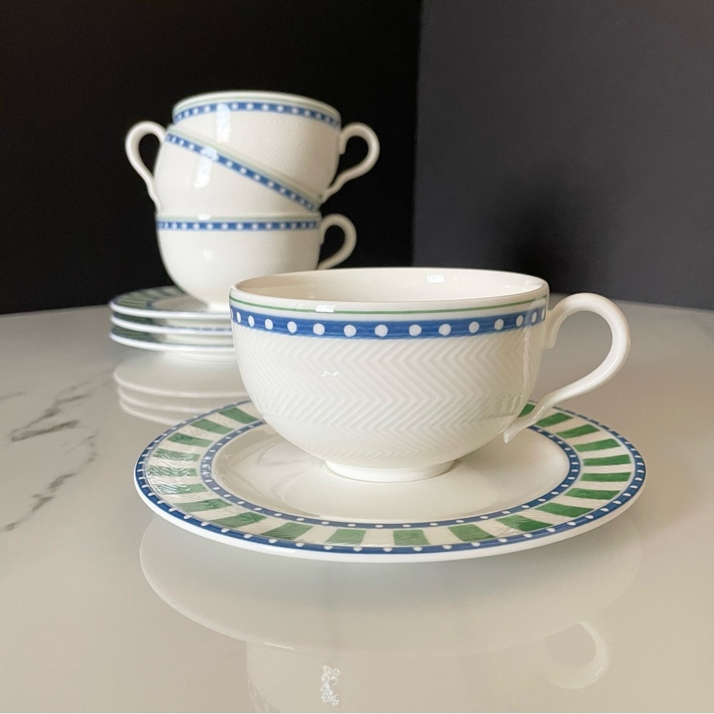 SET of 4 Party-Look Cups & Saucers by Villeroy & Boch